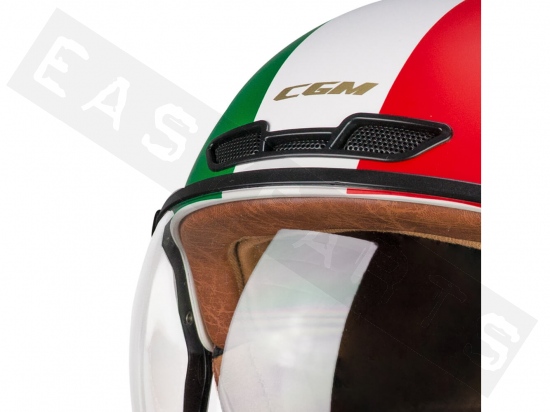 Helm E-Bike CGM 801I EBI ITALIA matt weiß/grün/rot (geformtes Visier)